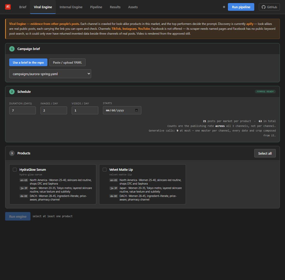 Viral Engine setup with live cost arithmetic